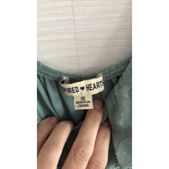 Grace & Emma Mini Dress - Puff Sleeves - Green Floral Pattern - XS - NWT - Picture 3 of 5